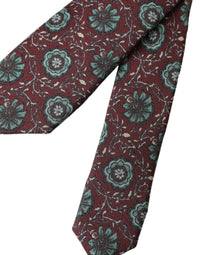 Dolce & Gabbana Dolce & Gabbana Maroon Floral 100% Silk Adjustable Men Men's Tie