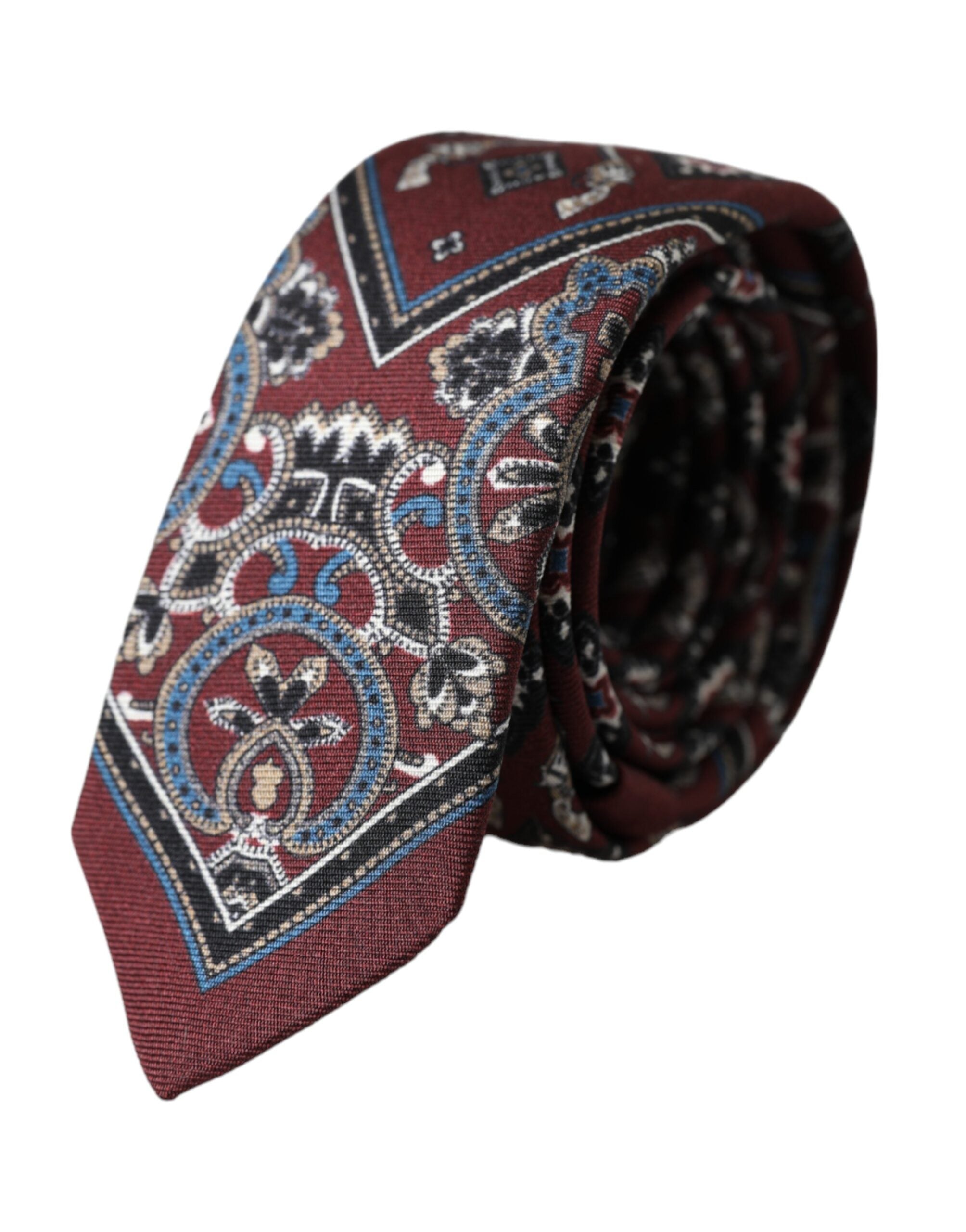 Dolce & Gabbana Dolce & Gabbana Bordeaux Printed 100% Silk Adjustable Men Men's Tie