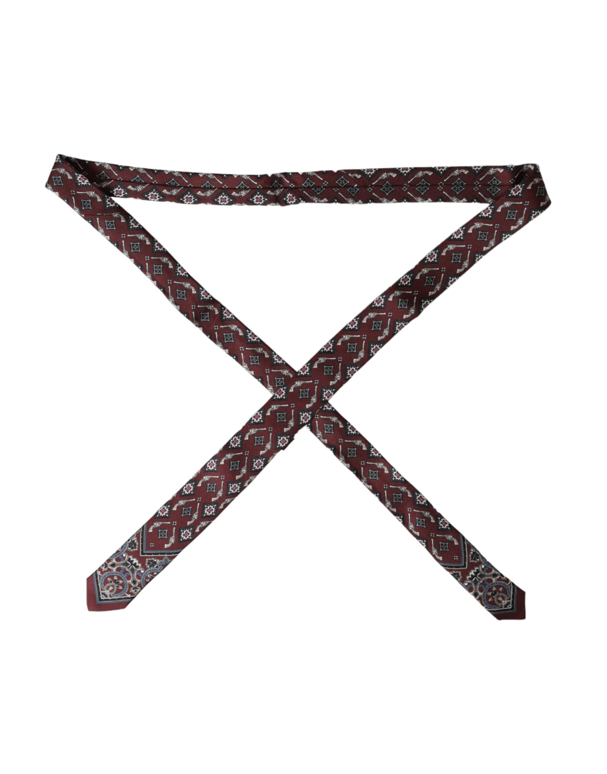 Dolce & Gabbana Dolce & Gabbana Bordeaux Printed 100% Silk Adjustable Men Men's Tie