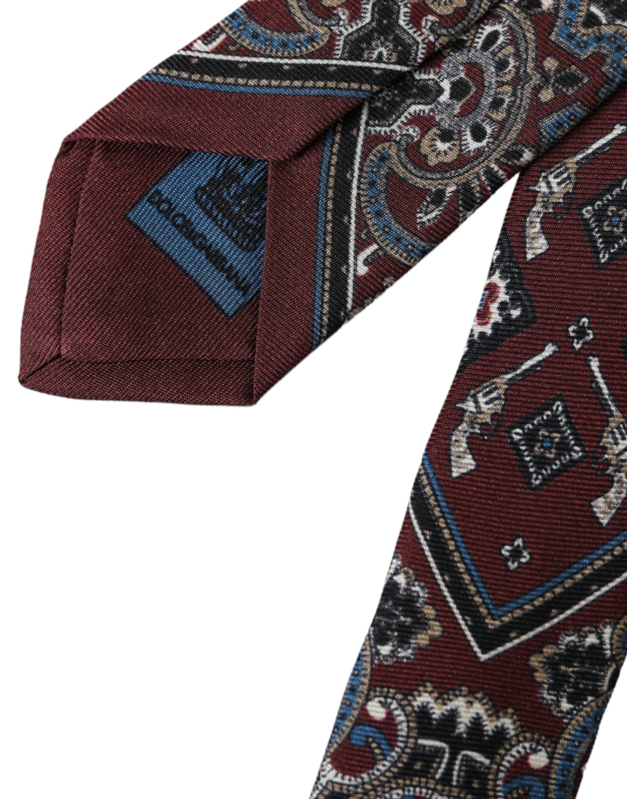 Dolce & Gabbana Dolce & Gabbana Bordeaux Printed 100% Silk Adjustable Men Men's Tie
