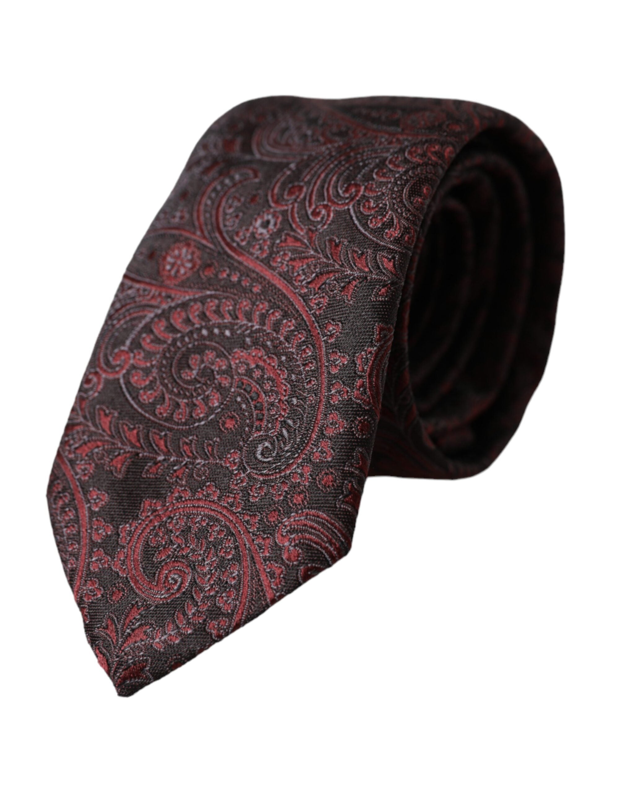 Dolce & Gabbana Dolce & Gabbana Bordeaux Patterned Silk Adjustable Men Men's Tie