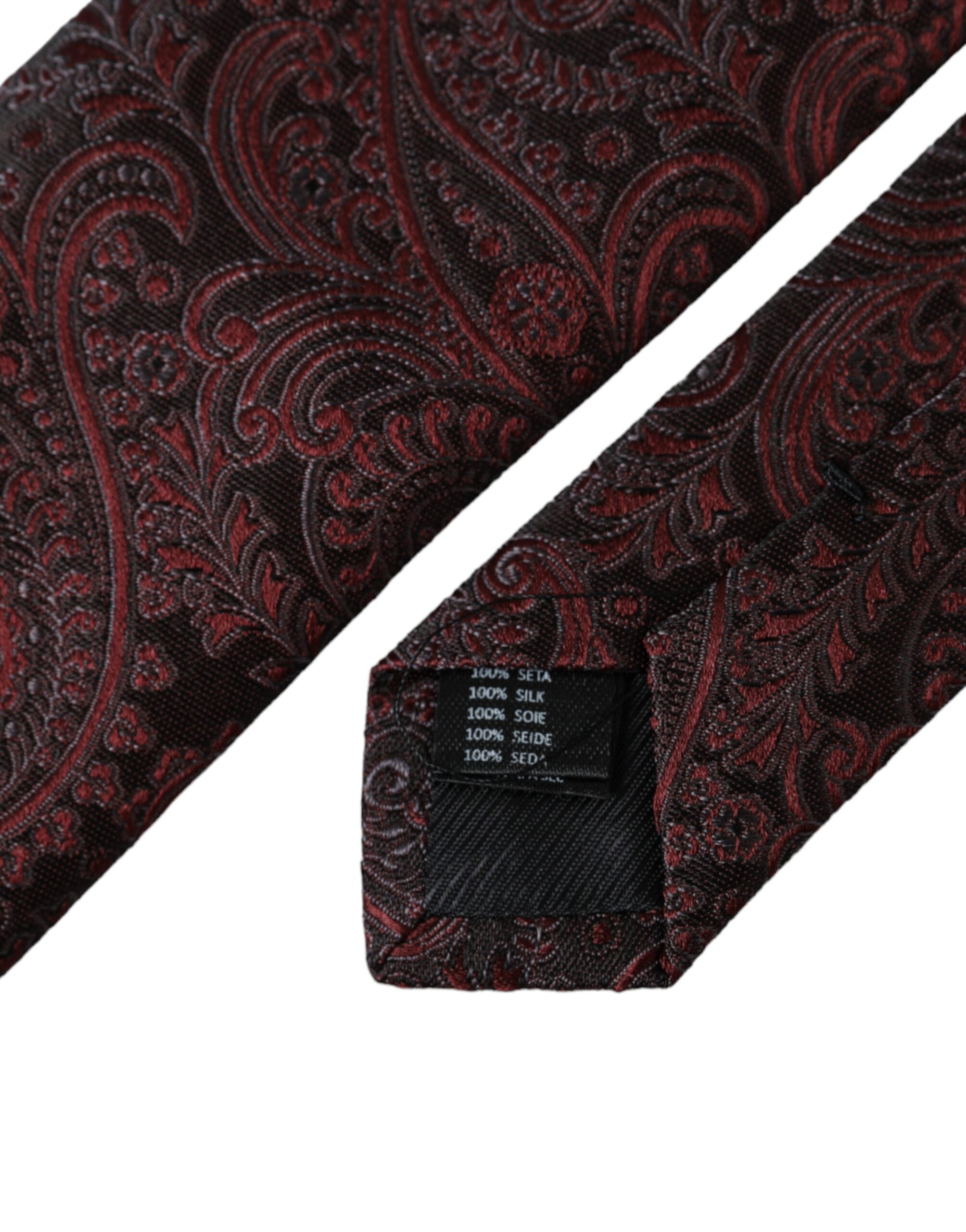 Dolce & Gabbana Dolce & Gabbana Bordeaux Patterned Silk Adjustable Men Men's Tie