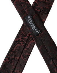 Dolce & Gabbana Maroon Floral Fantasy Silk Adjustable Men Men's Tie