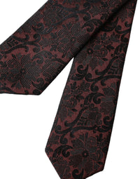 Dolce & Gabbana Maroon Floral Fantasy Silk Adjustable Men Men's Tie