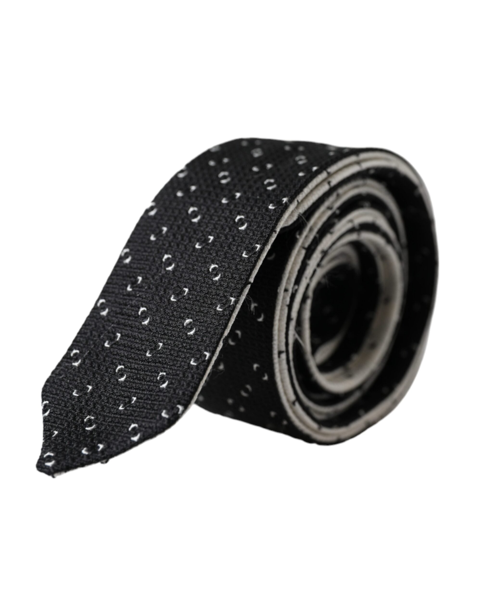 Dolce & Gabbana Dolce & Gabbana Black White Patterned Adjustable Men's Tie