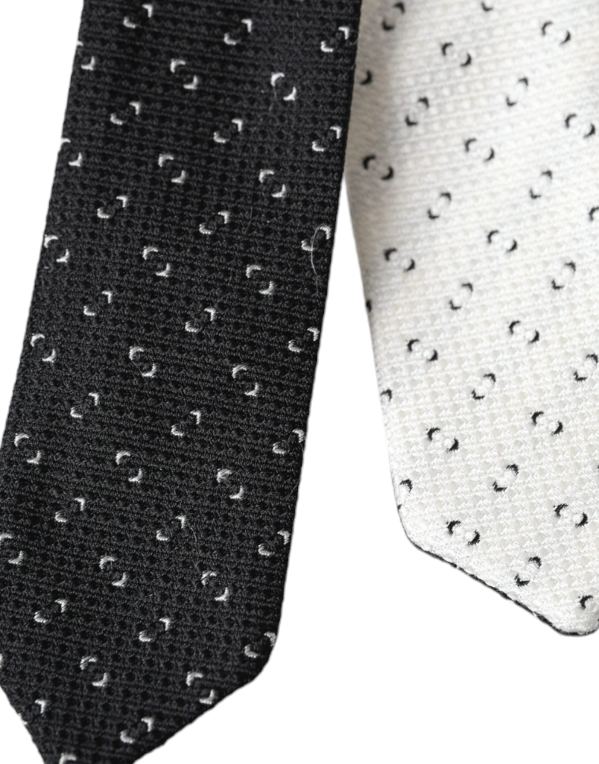 Dolce & Gabbana Dolce & Gabbana Black White Patterned Adjustable Men's Tie