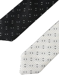 Dolce & Gabbana Dolce & Gabbana Black White Patterned Adjustable Men's Tie
