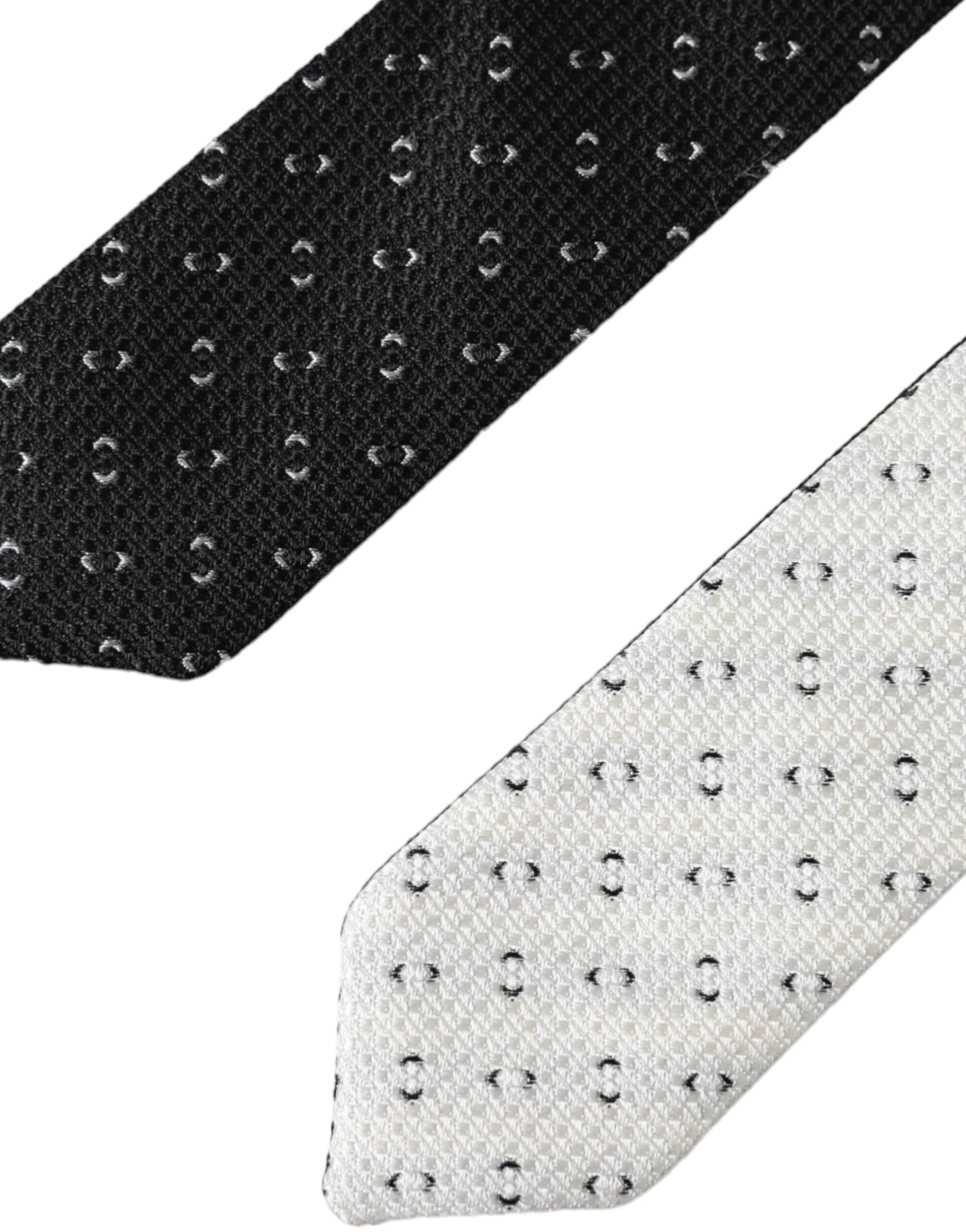 Dolce & Gabbana Dolce & Gabbana Black White Patterned Adjustable Men's Tie