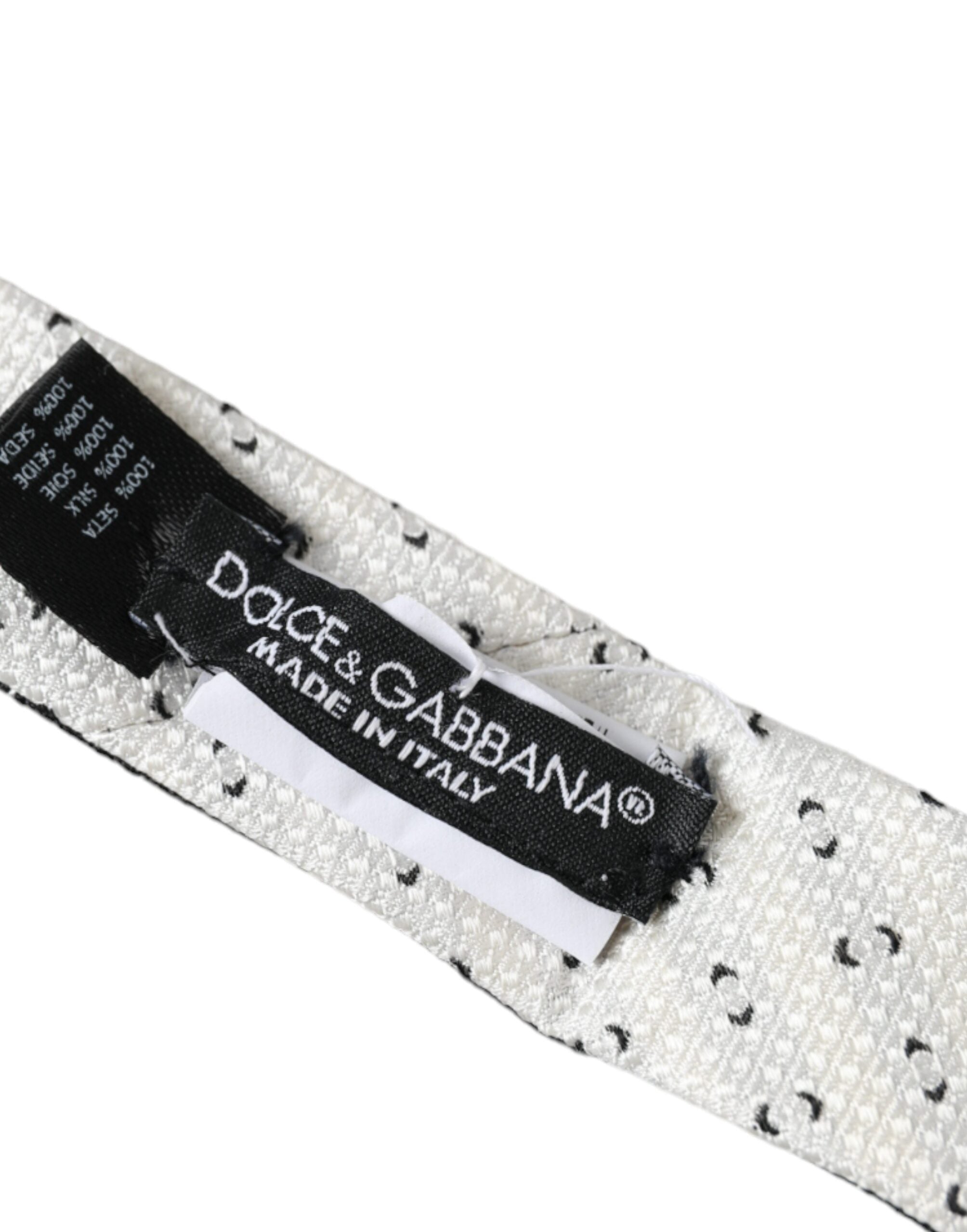 Dolce & Gabbana Dolce & Gabbana Black White Patterned Adjustable Men's Tie