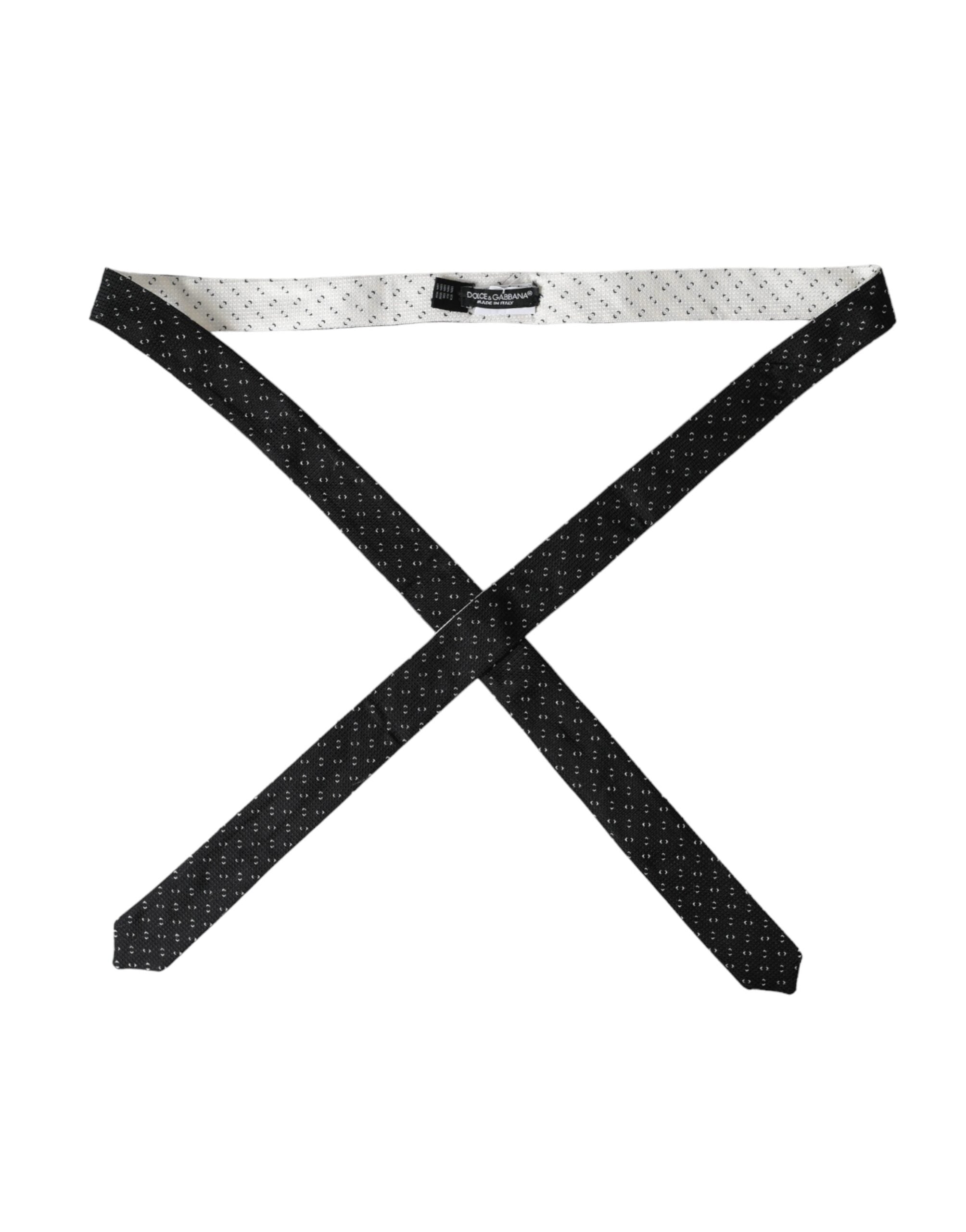 Dolce & Gabbana Dolce & Gabbana Black White Patterned Adjustable Men's Tie