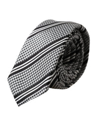 Dolce & Gabbana Dolce & Gabbana Black White Stripes Silk Adjustable Men's Tie