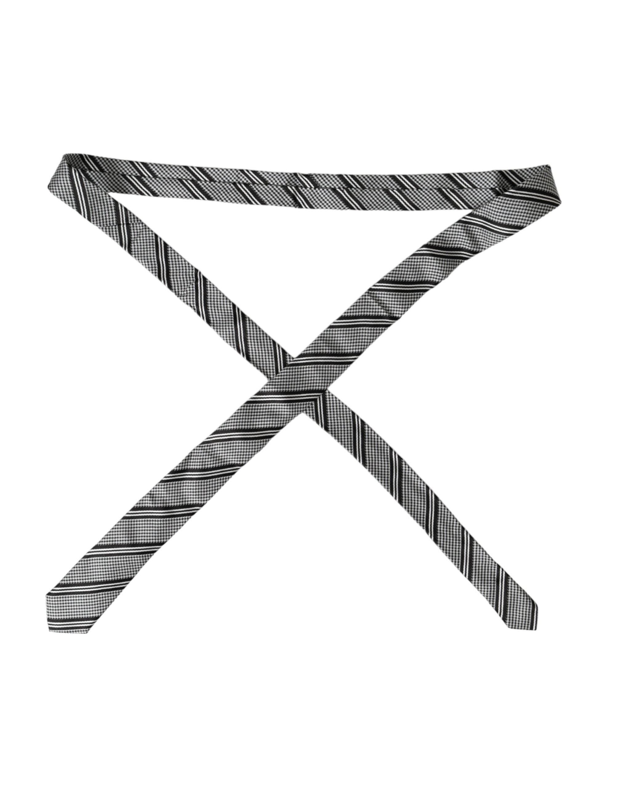 Dolce & Gabbana Dolce & Gabbana Black White Stripes Silk Adjustable Men's Tie