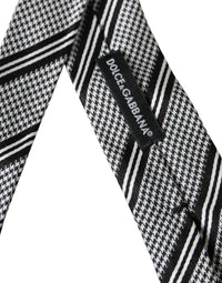 Dolce & Gabbana Dolce & Gabbana Black White Stripes Silk Adjustable Men's Tie