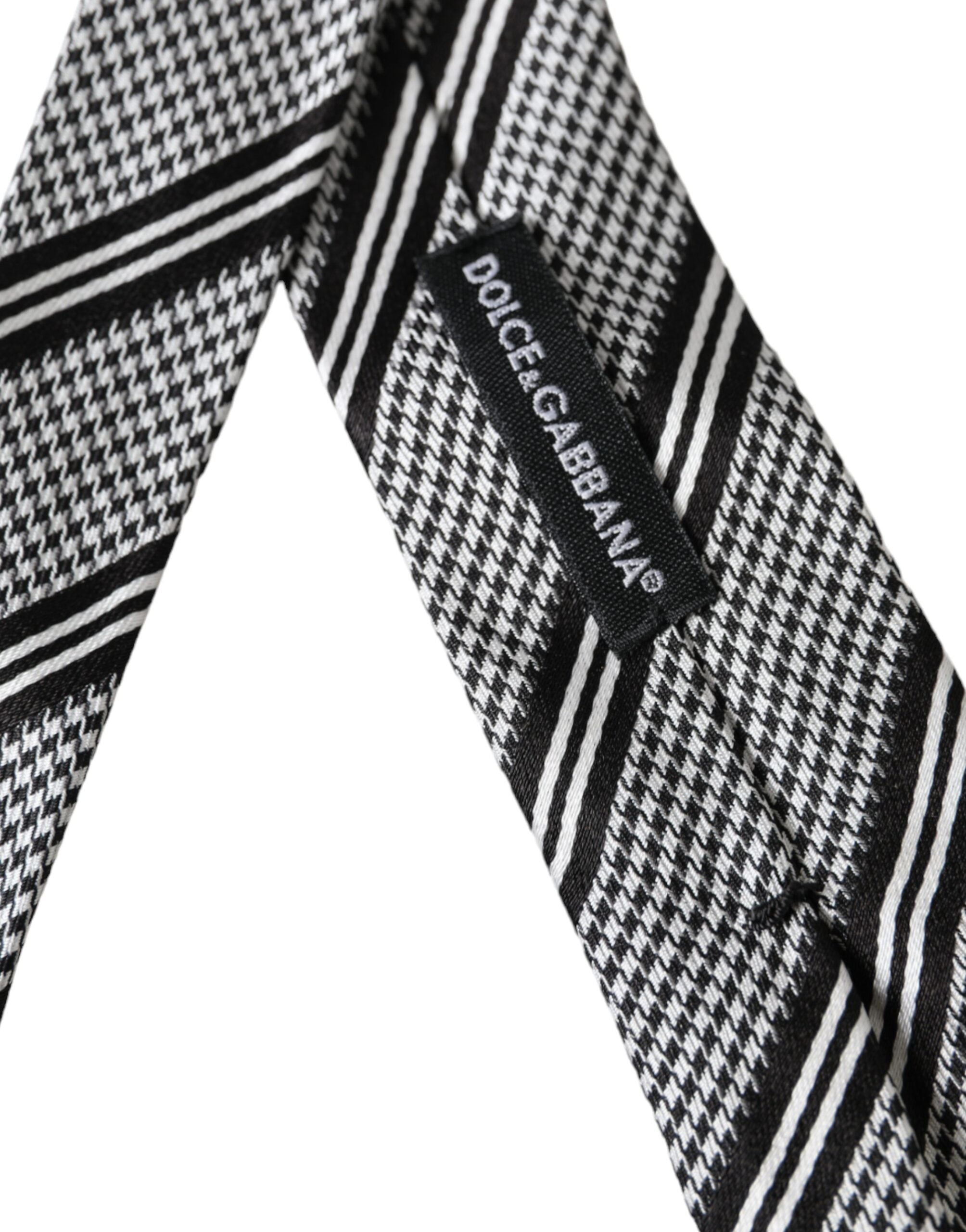 Dolce & Gabbana Dolce & Gabbana Black White Stripes Silk Adjustable Men's Tie