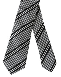 Dolce & Gabbana Dolce & Gabbana Black White Stripes Silk Adjustable Men's Tie
