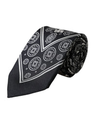 Dolce & Gabbana Dolce & Gabbana Black Patterned 100%Silk Adjustable Men's Tie