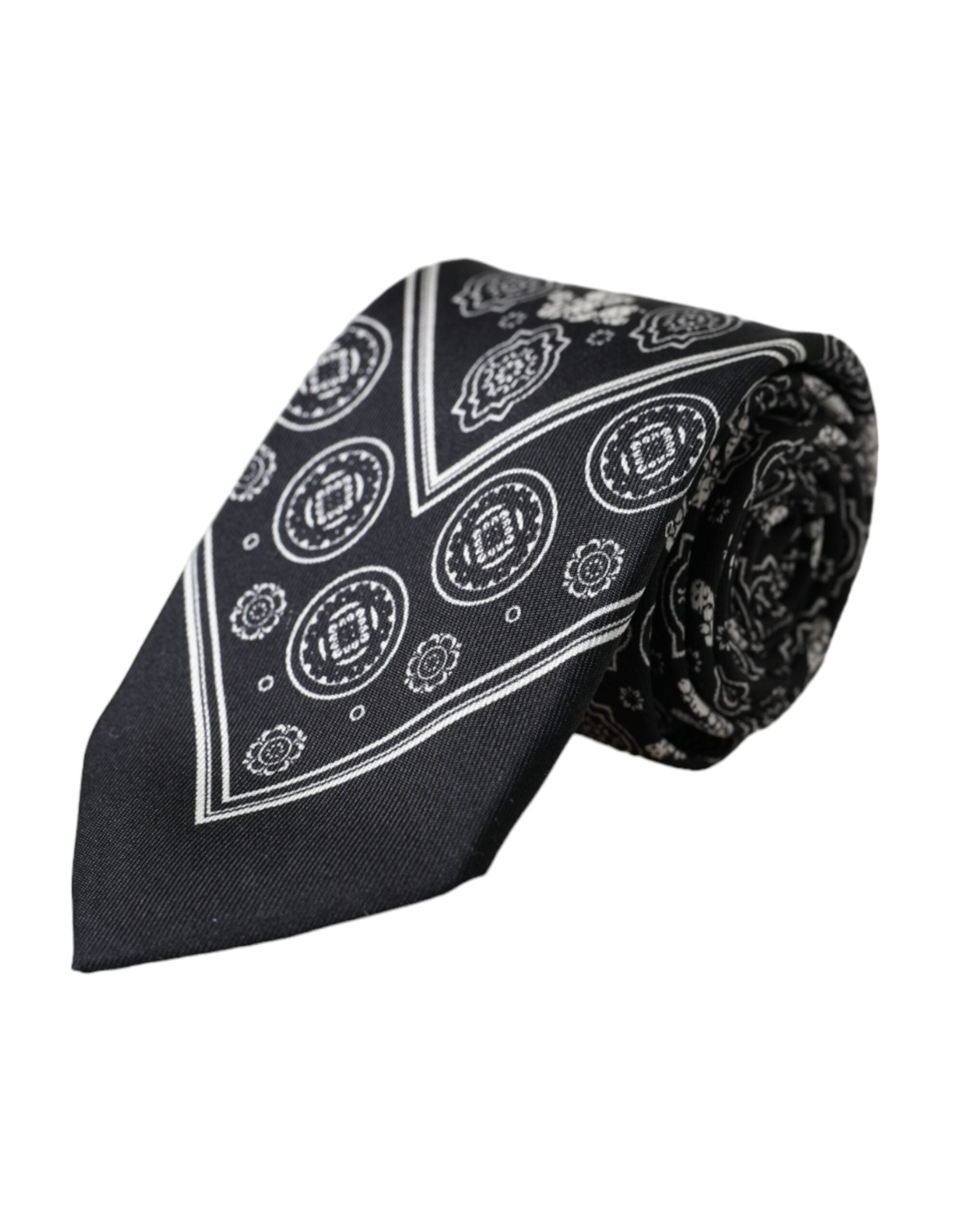 Dolce & Gabbana Dolce & Gabbana Black Patterned 100%Silk Adjustable Men's Tie