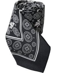 Dolce & Gabbana Dolce & Gabbana Black Patterned 100%Silk Adjustable Men's Tie