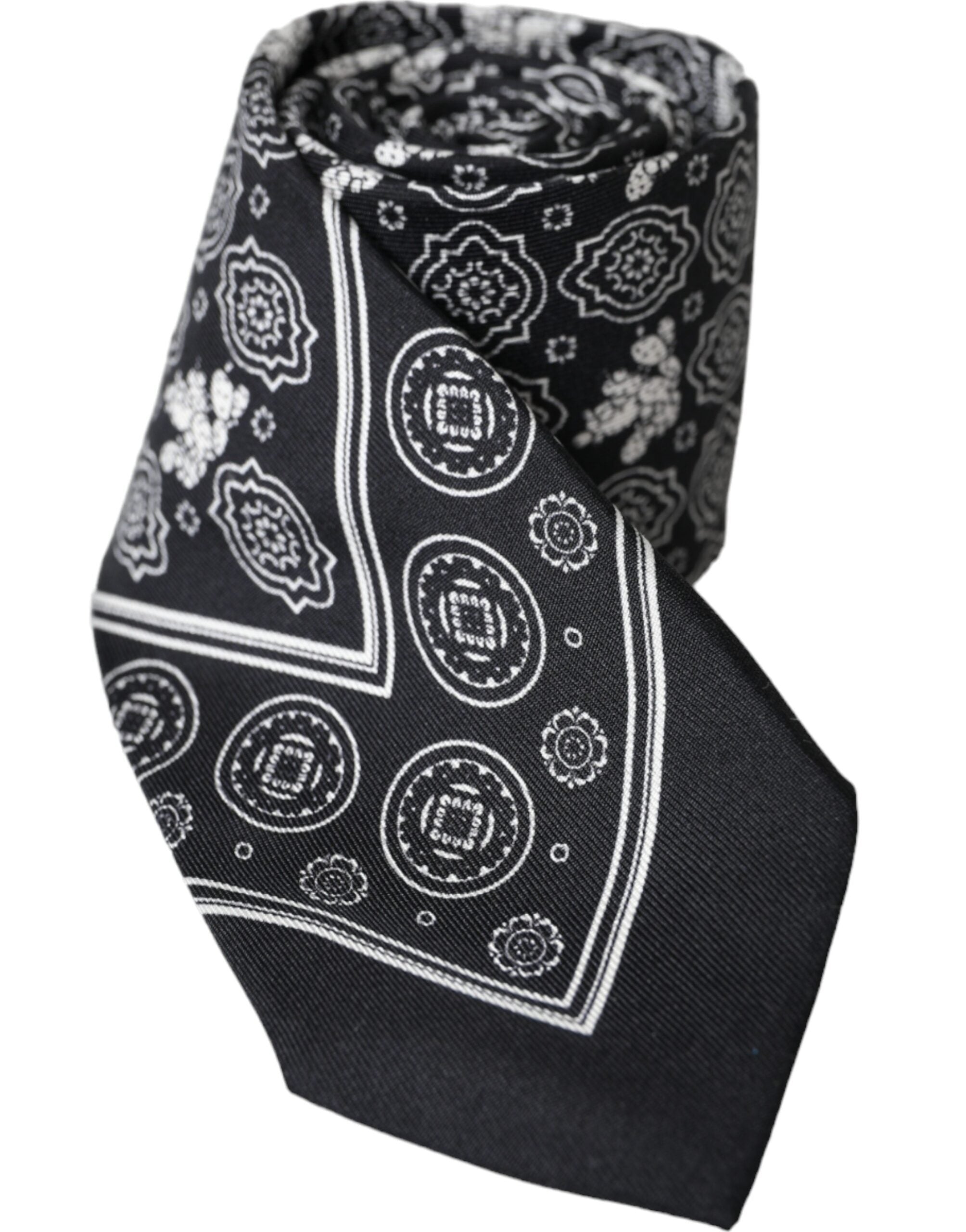 Dolce & Gabbana Dolce & Gabbana Black Patterned 100%Silk Adjustable Men's Tie