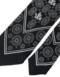 Dolce & Gabbana Dolce & Gabbana Black Patterned 100%Silk Adjustable Men's Tie
