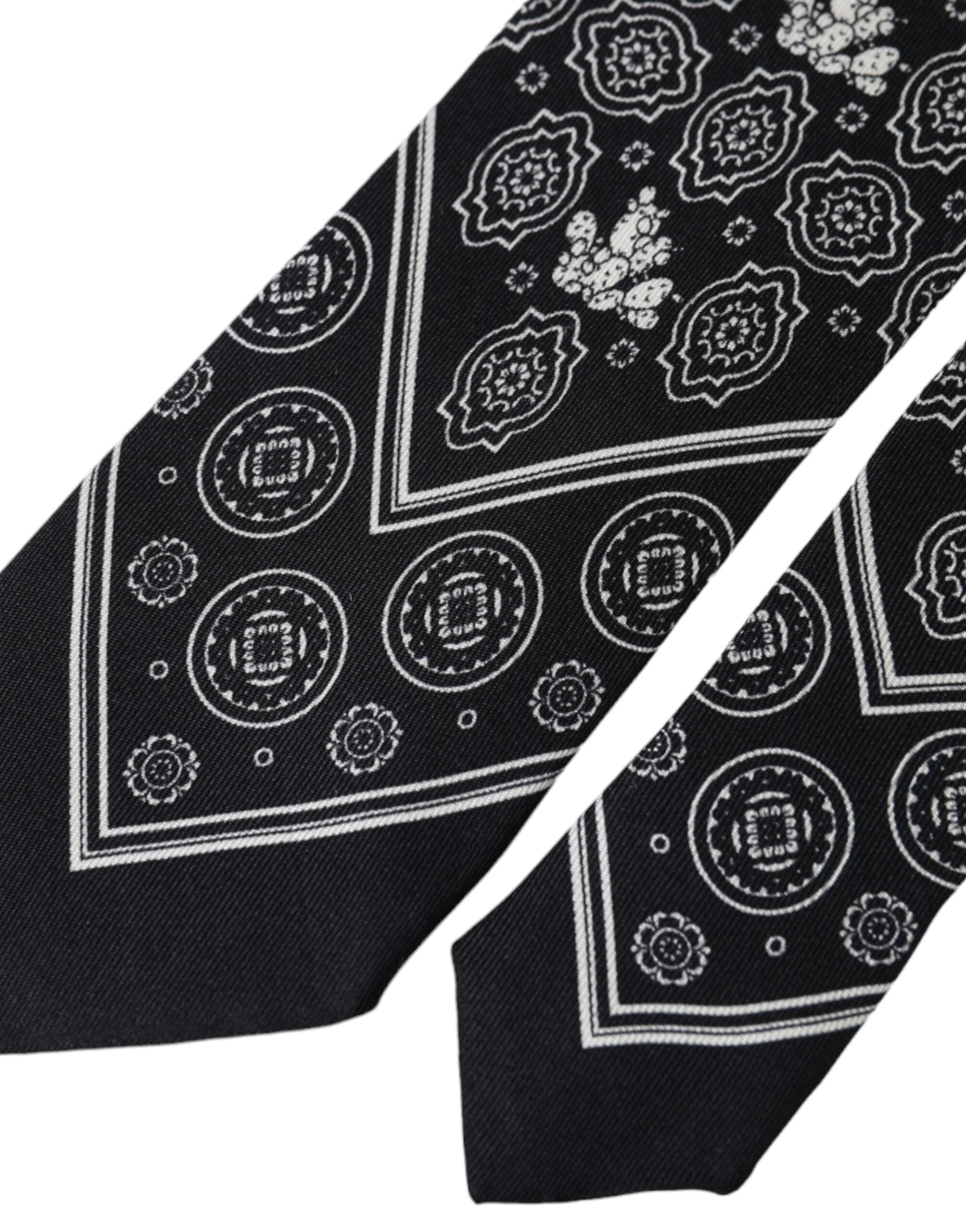 Dolce & Gabbana Dolce & Gabbana Black Patterned 100%Silk Adjustable Men's Tie