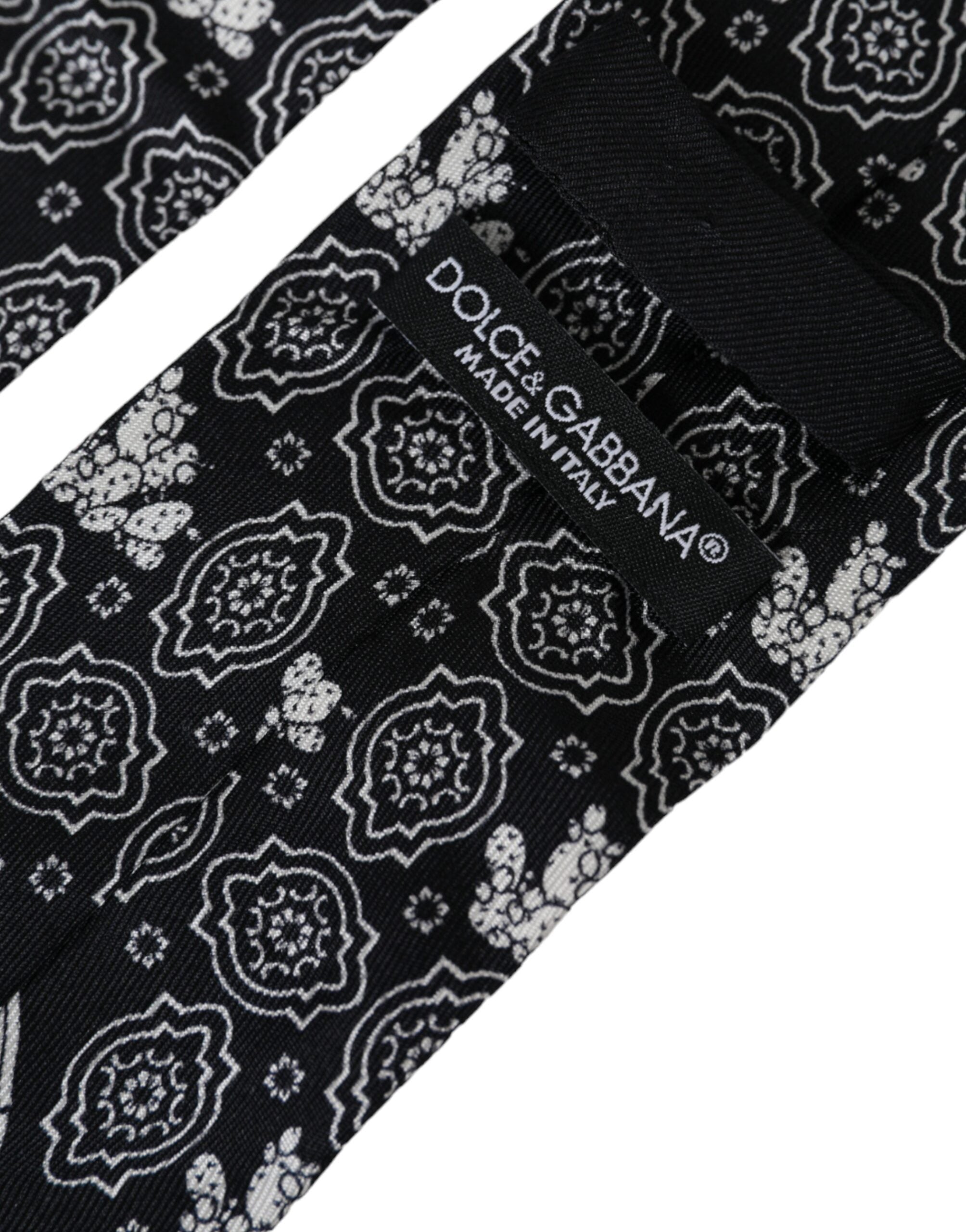 Dolce & Gabbana Dolce & Gabbana Black Patterned 100%Silk Adjustable Men's Tie