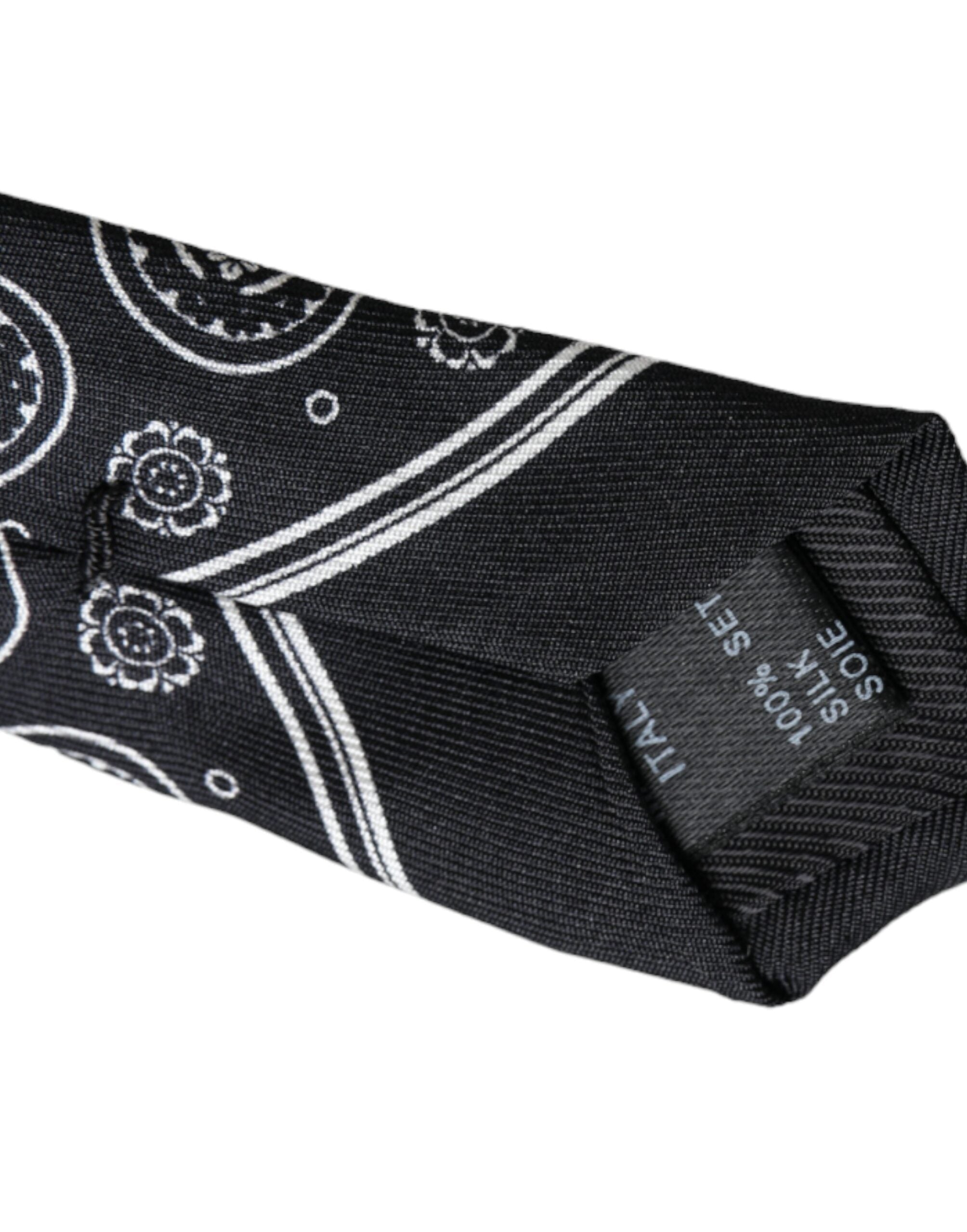 Dolce & Gabbana Dolce & Gabbana Black Patterned 100%Silk Adjustable Men's Tie