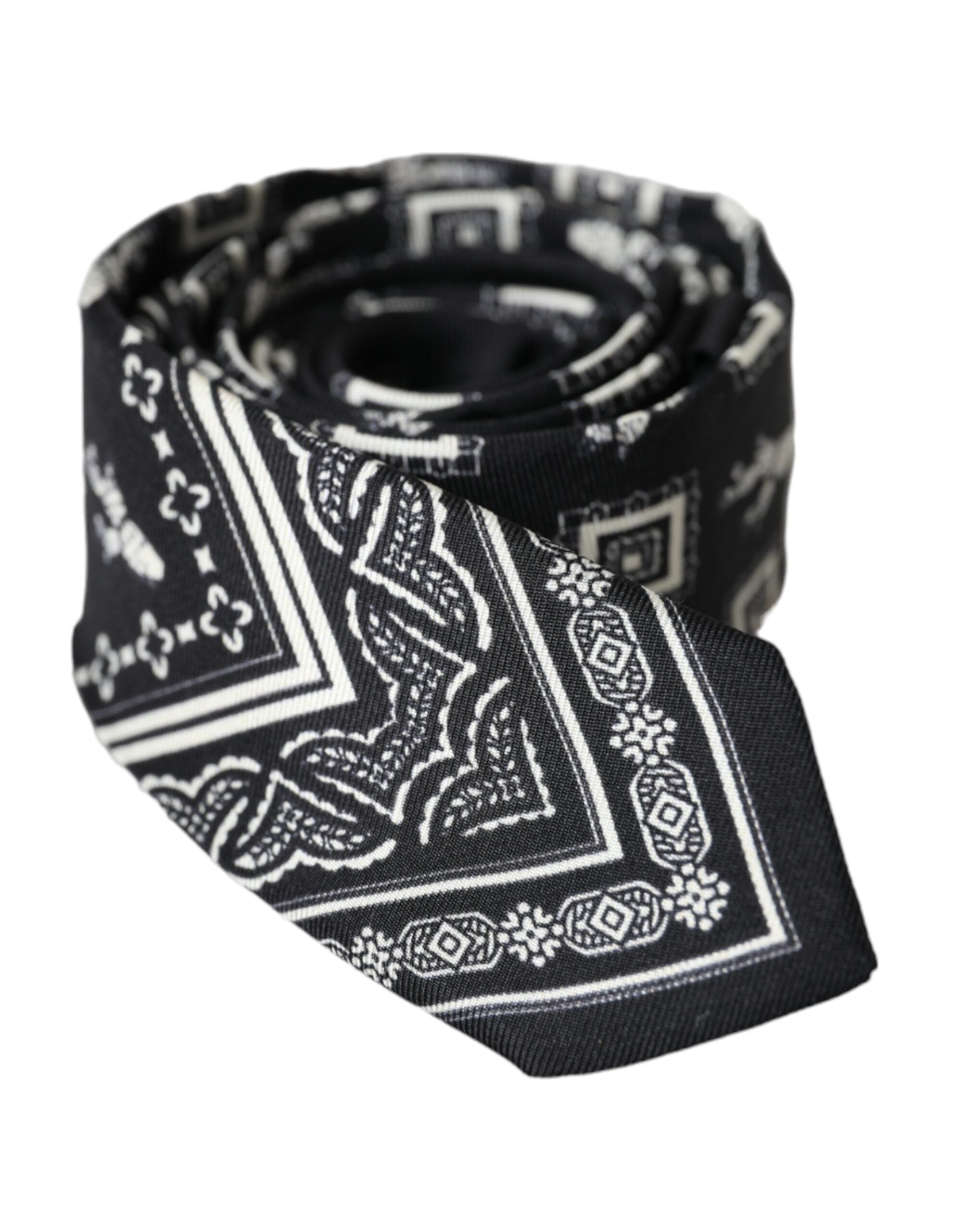 Dolce & Gabbana Dolce & Gabbana Black Patterned 100%Silk Adjustable Men's Tie