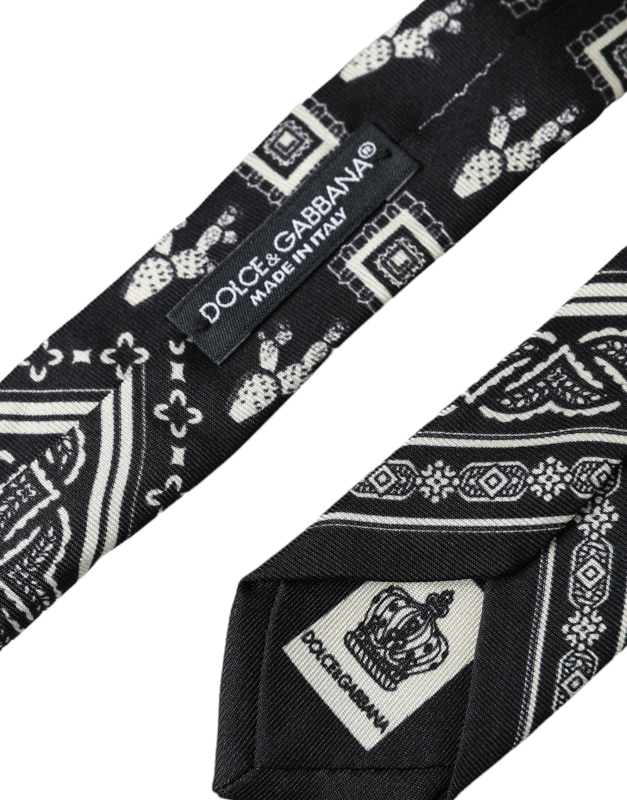 Dolce & Gabbana Dolce & Gabbana Black Patterned 100%Silk Adjustable Men's Tie