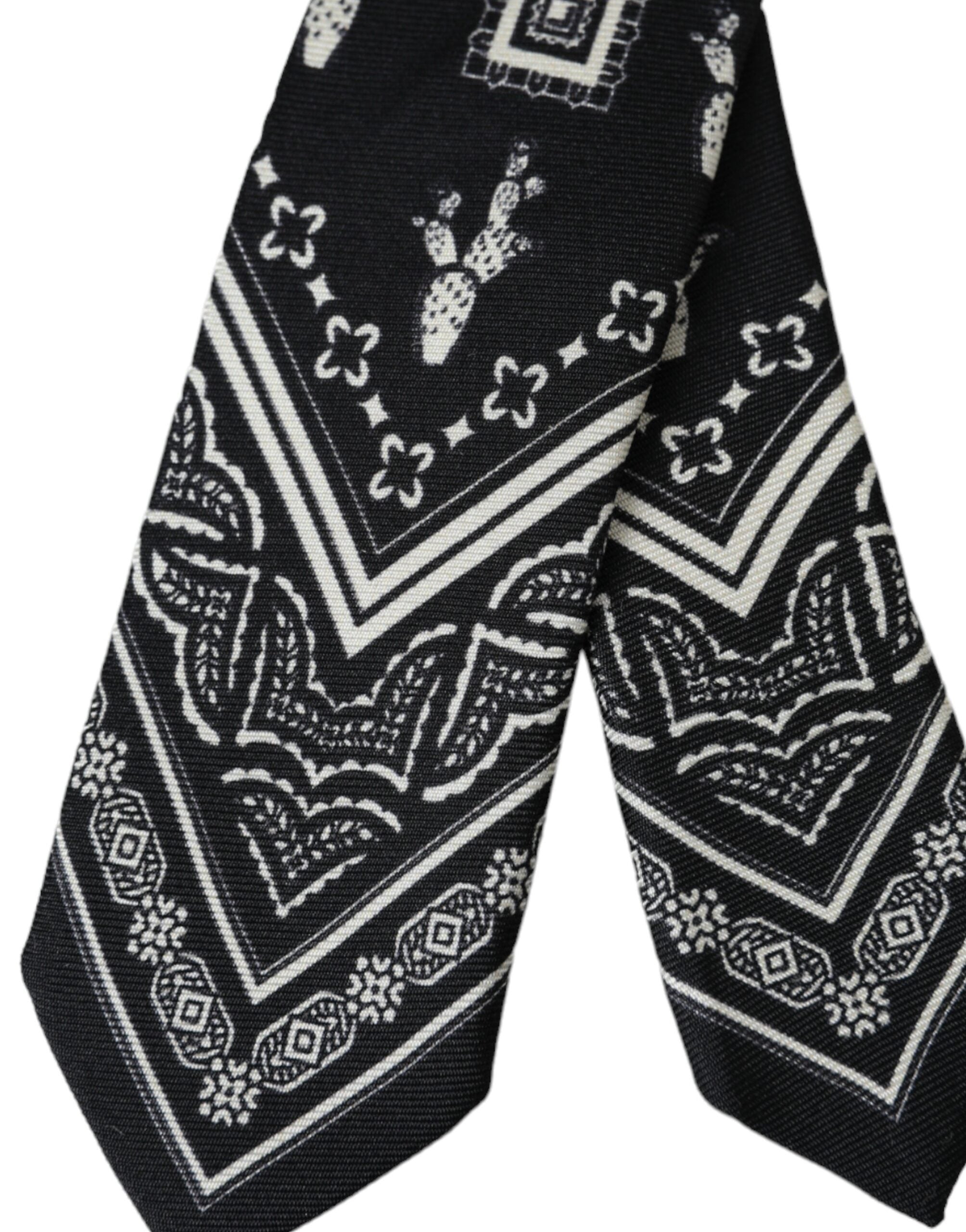 Dolce & Gabbana Dolce & Gabbana Black Patterned 100%Silk Adjustable Men's Tie
