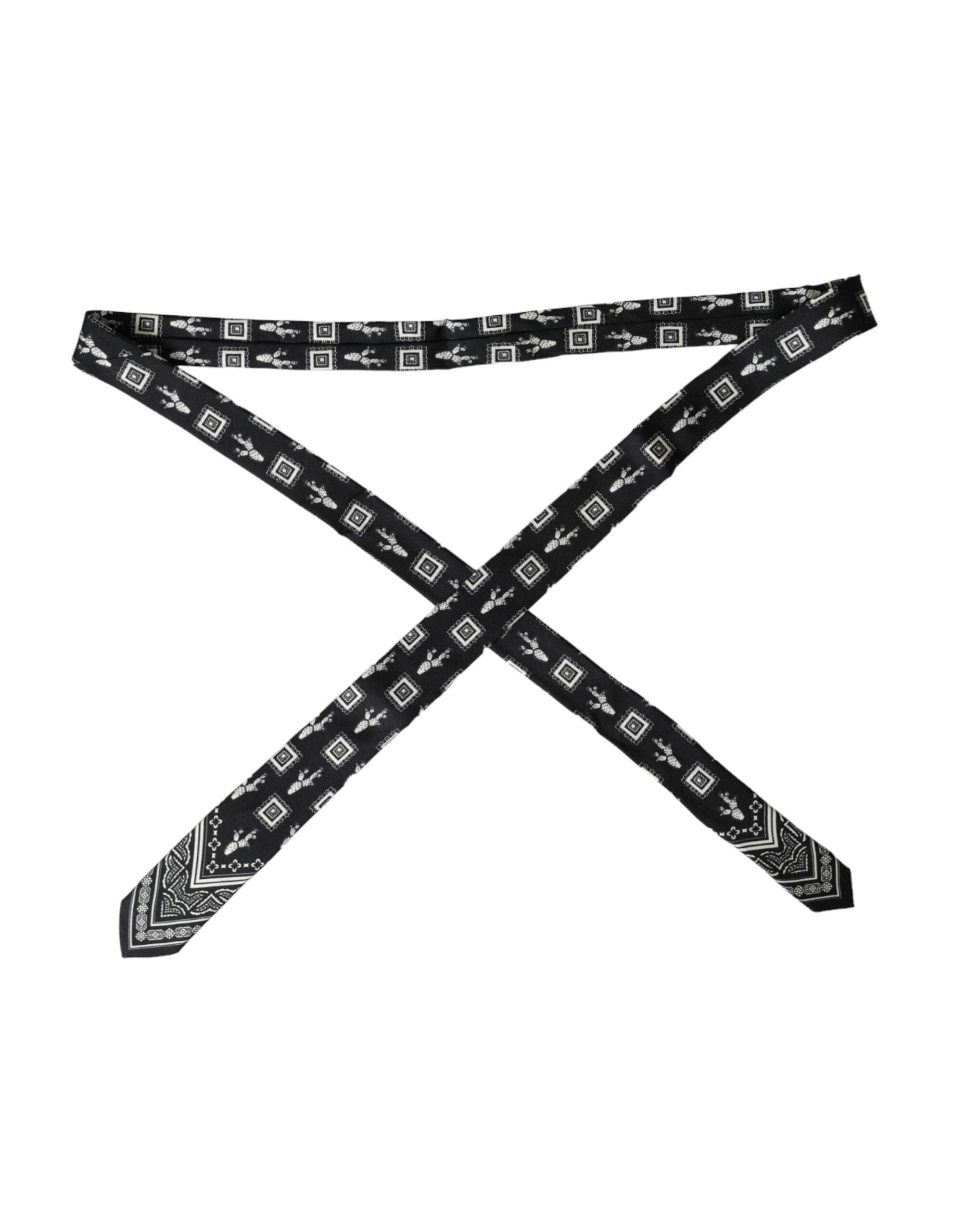 Dolce & Gabbana Dolce & Gabbana Black Patterned 100%Silk Adjustable Men's Tie
