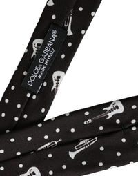 Dolce & Gabbana Dolce & Gabbana Black Guitar Print Silk Adjustable Men's Tie