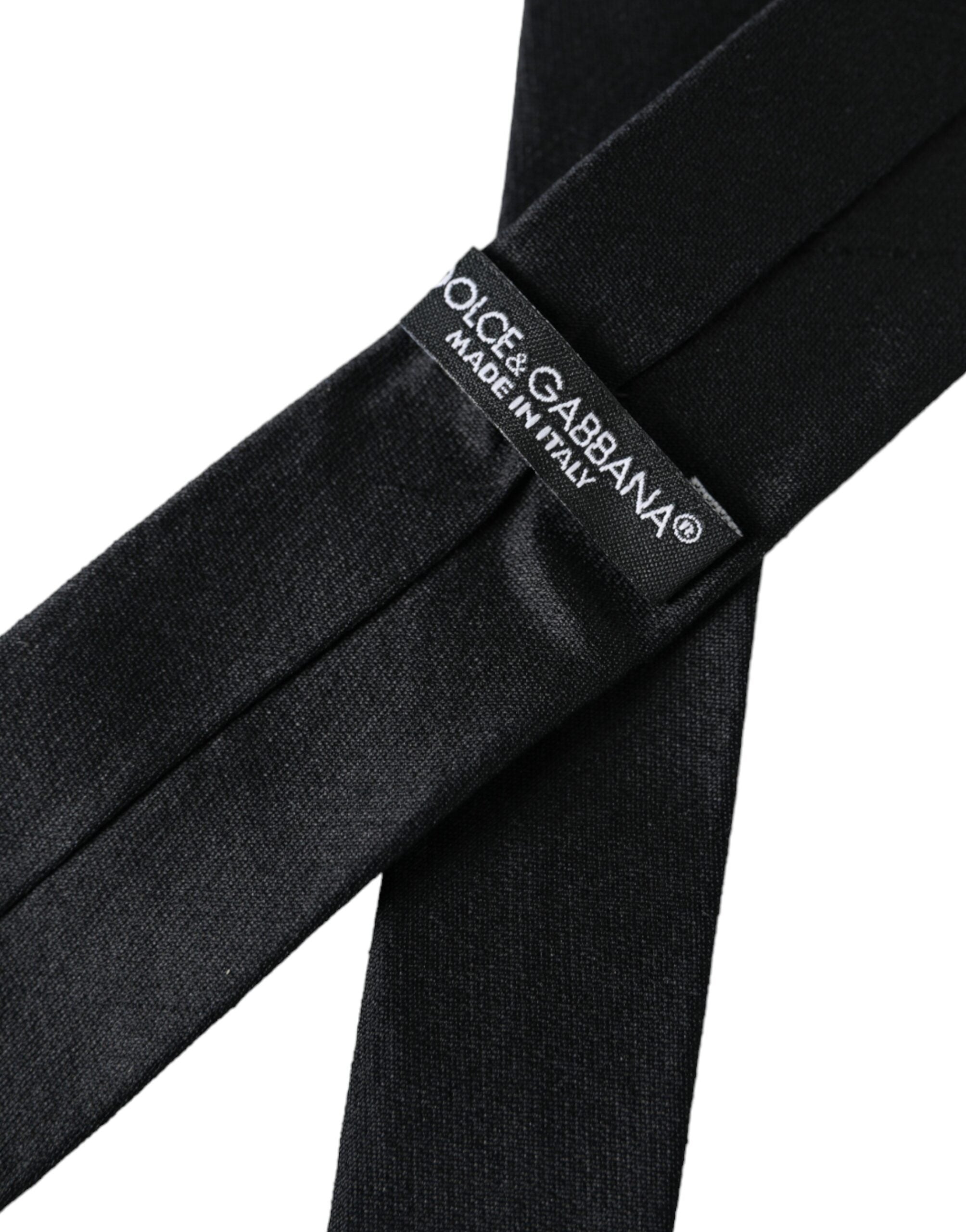Dolce & Gabbana Dolce & Gabbana Black Solid 100% Silk Adjustable Men's Tie