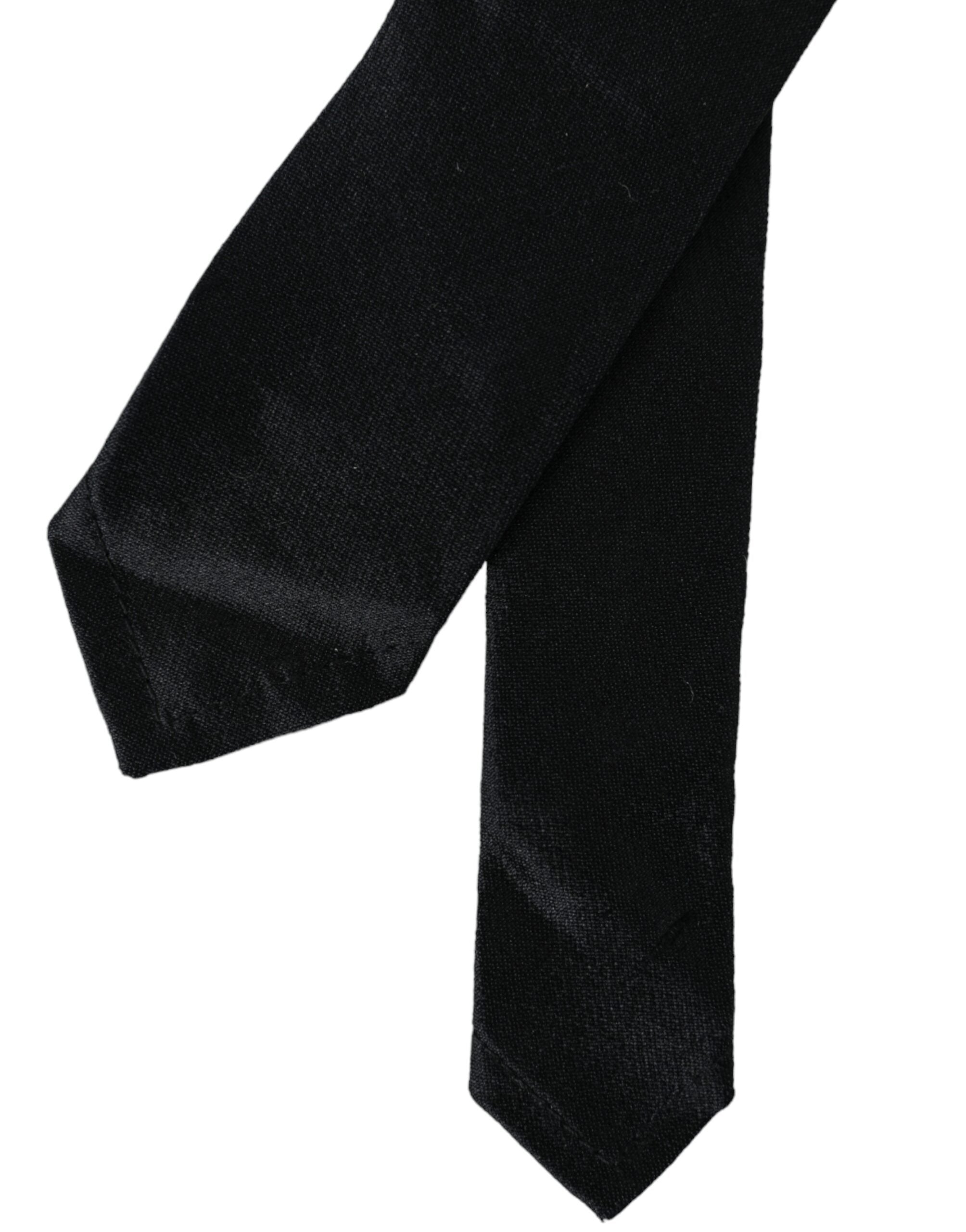 Dolce & Gabbana Dolce & Gabbana Black Solid 100% Silk Adjustable Men's Tie