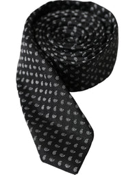 Dolce & Gabbana Dolce & Gabbana Black Jacquard Patterned Silk Adjustable Men Men's Tie