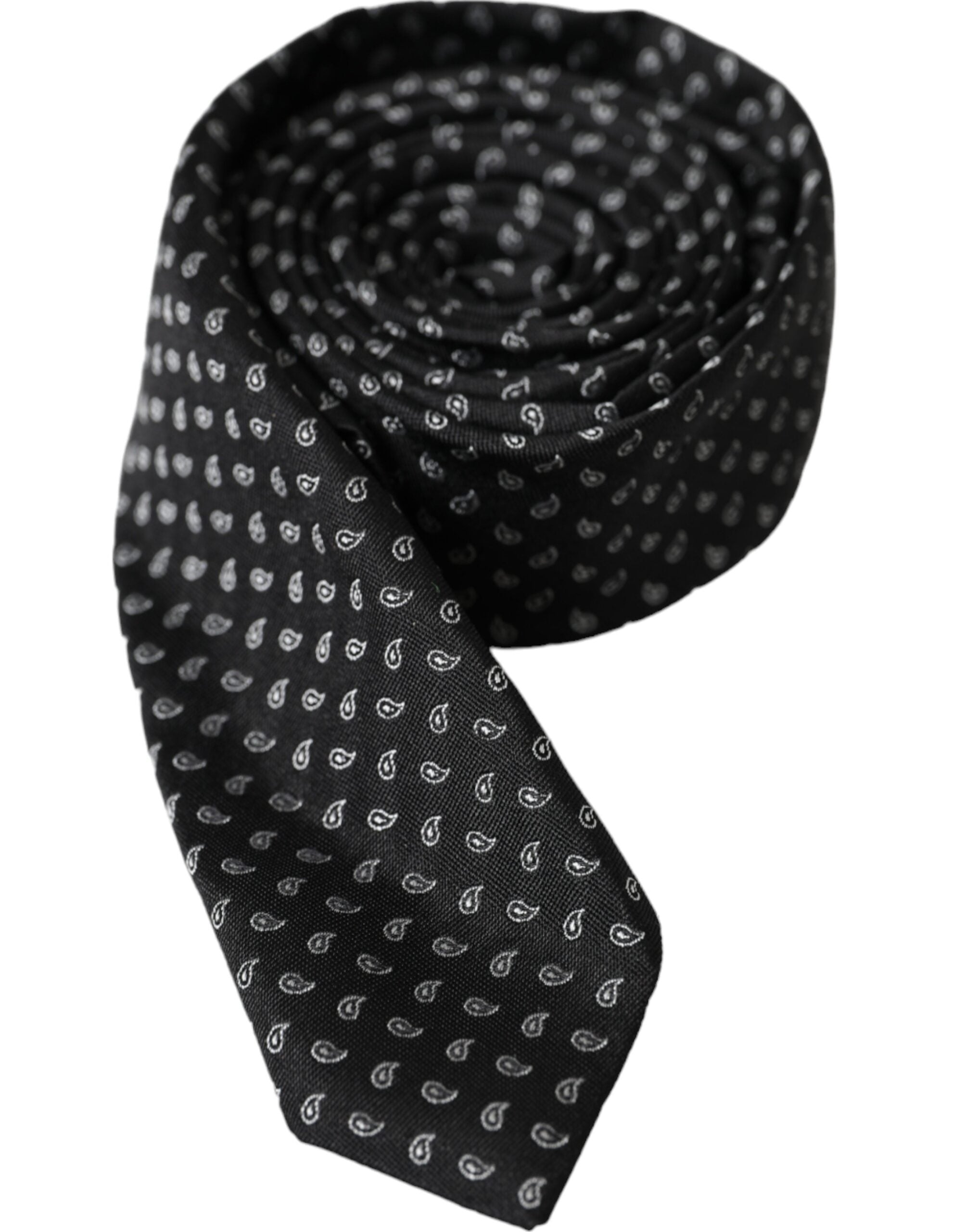Dolce & Gabbana Dolce & Gabbana Black Jacquard Patterned Silk Adjustable Men Men's Tie