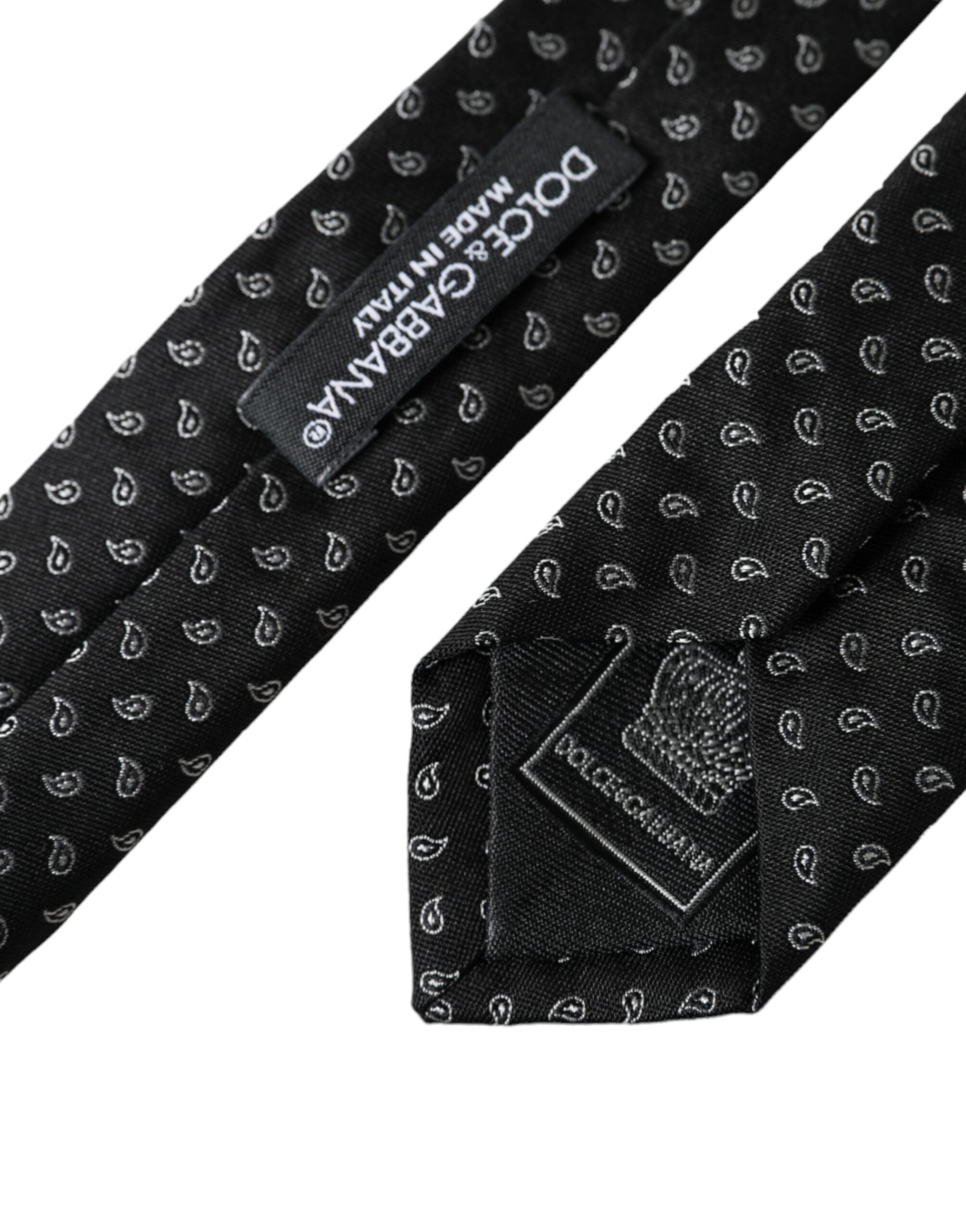 Dolce & Gabbana Dolce & Gabbana Black Jacquard Patterned Silk Adjustable Men Men's Tie