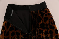 Dolce & Gabbana Brown Leopard Print Silk A-Line Women's Skirt