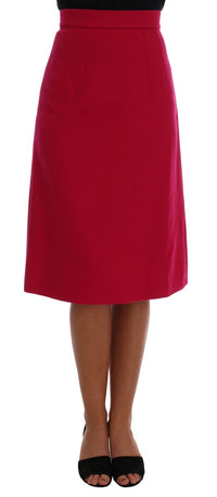 Dolce & Gabbana Pink Wool Knee Long A-Line Women's Skirt