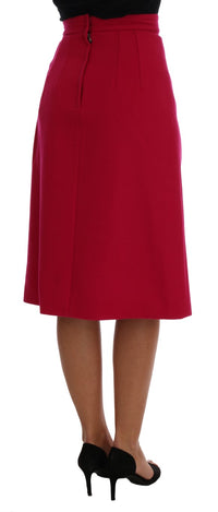 Dolce & Gabbana Pink Wool Knee Long A-Line Women's Skirt