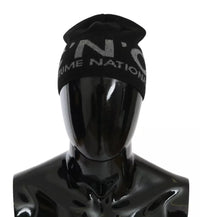 Costume National Black Wool Blend Branded Beanie Men's Hat
