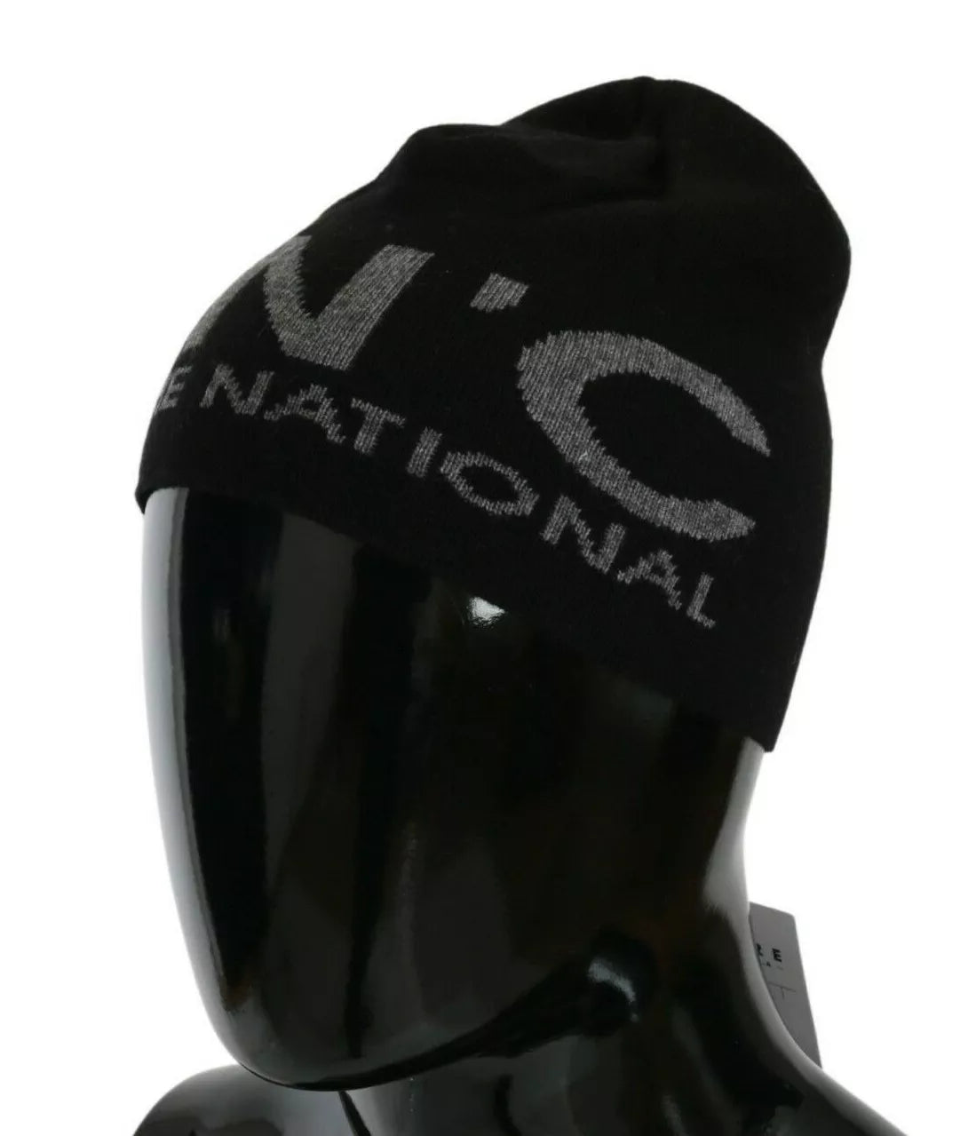 Costume National Black Wool Blend Branded Beanie Men's Hat