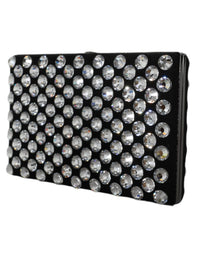Dolce & Gabbana Black Velvet Crystal Clutch Evening Party Purse Women's Bag