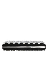 Dolce & Gabbana Black Velvet Crystal Clutch Evening Party Purse Women's Bag