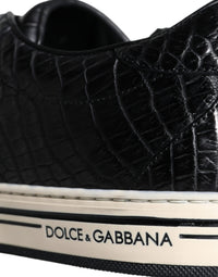 Dolce & Gabbana Black Leather Men Low Top Sneakers Men's Shoes