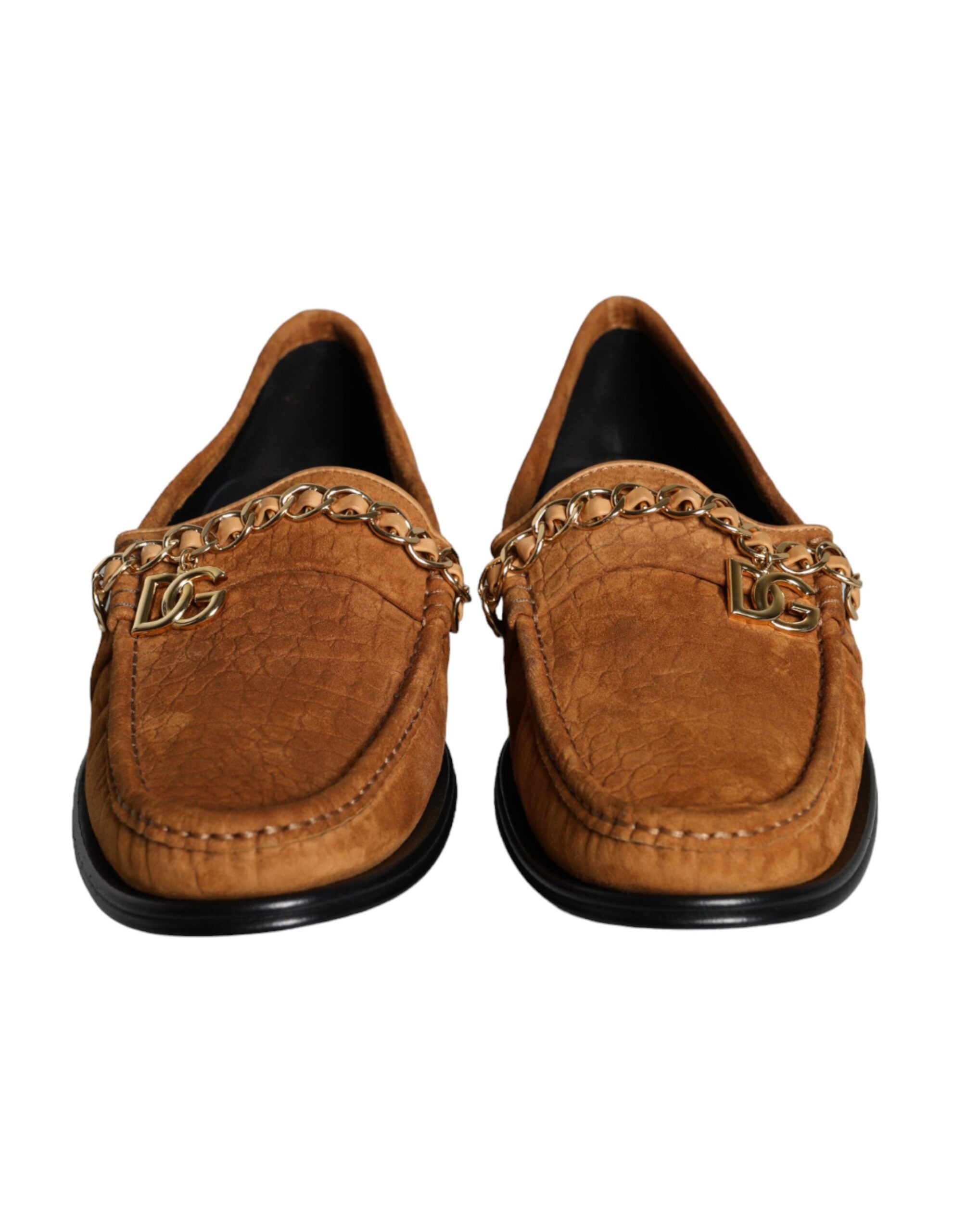 Dolce & Gabbana Dolce & Gabbana Brown Velvet Leather Logo Mocassin Slip On Men's Shoes