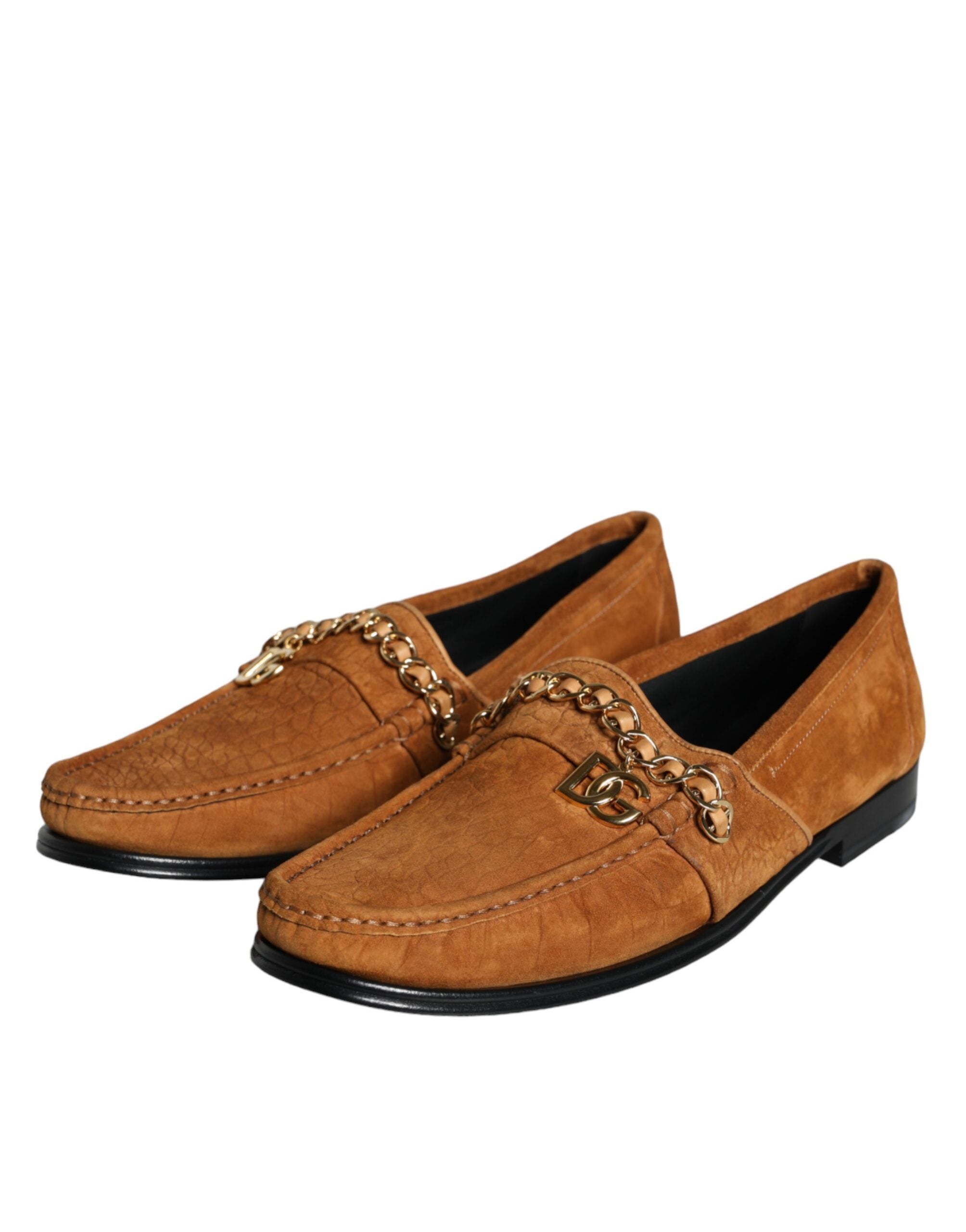 Dolce & Gabbana Dolce & Gabbana Brown Velvet Leather Logo Mocassin Slip On Men's Shoes