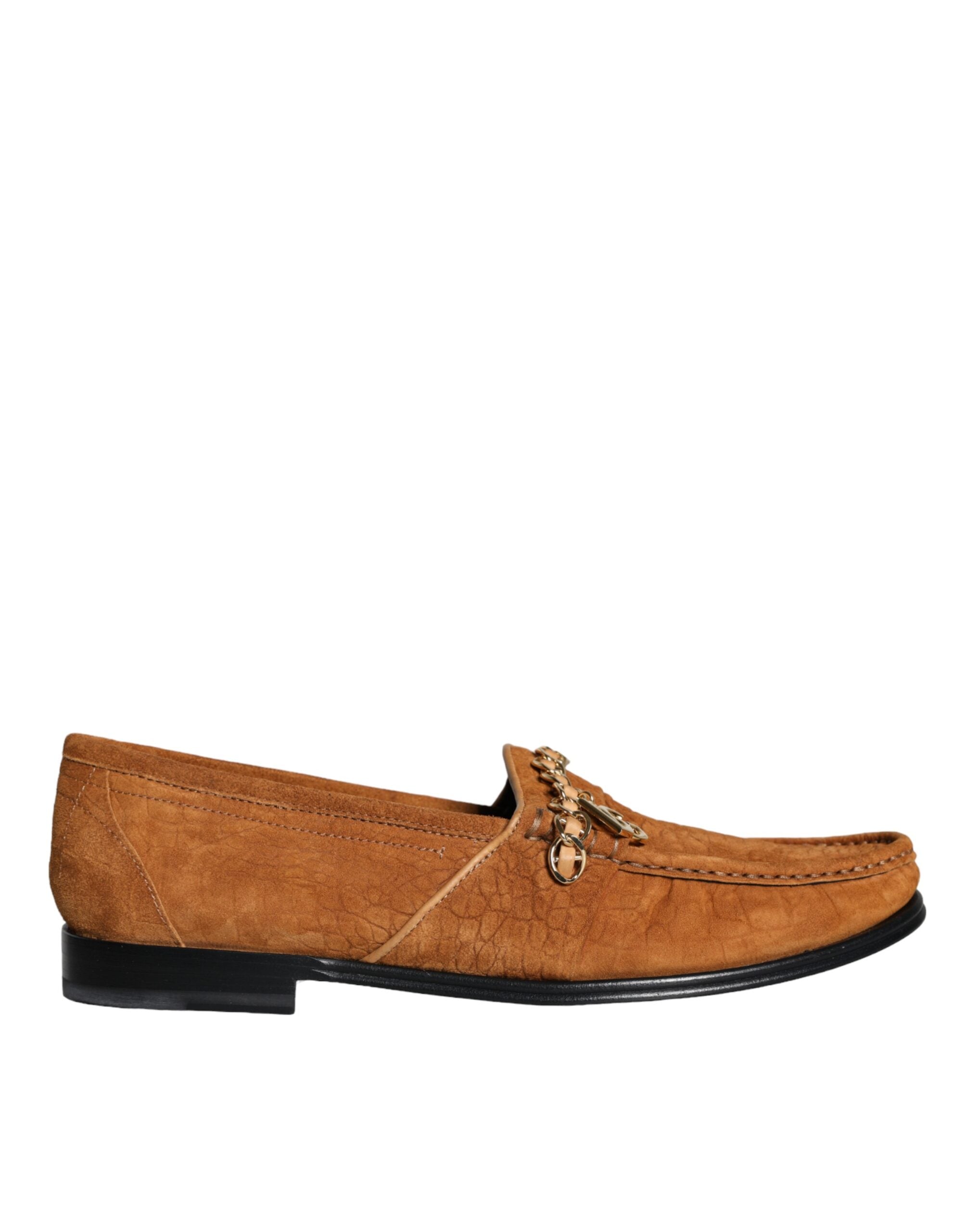 Dolce & Gabbana Brown Velvet Leather Logo Mocassin Slip On Men's