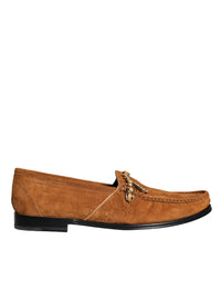 Dolce & Gabbana Dolce & Gabbana Brown Velvet Leather Logo Mocassin Slip On Men's Shoes