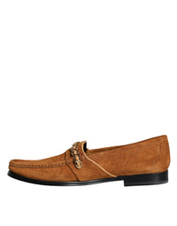 Dolce & Gabbana Dolce & Gabbana Brown Velvet Leather Logo Mocassin Slip On Men's Shoes